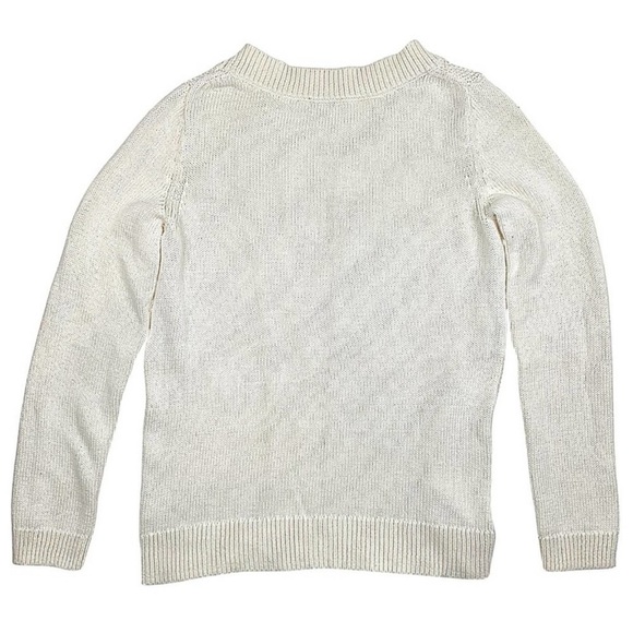 Talbots Cream Shaker Stitch Cable Knit Pullover Cotton Sweater Sz M - Picture 5 of 14